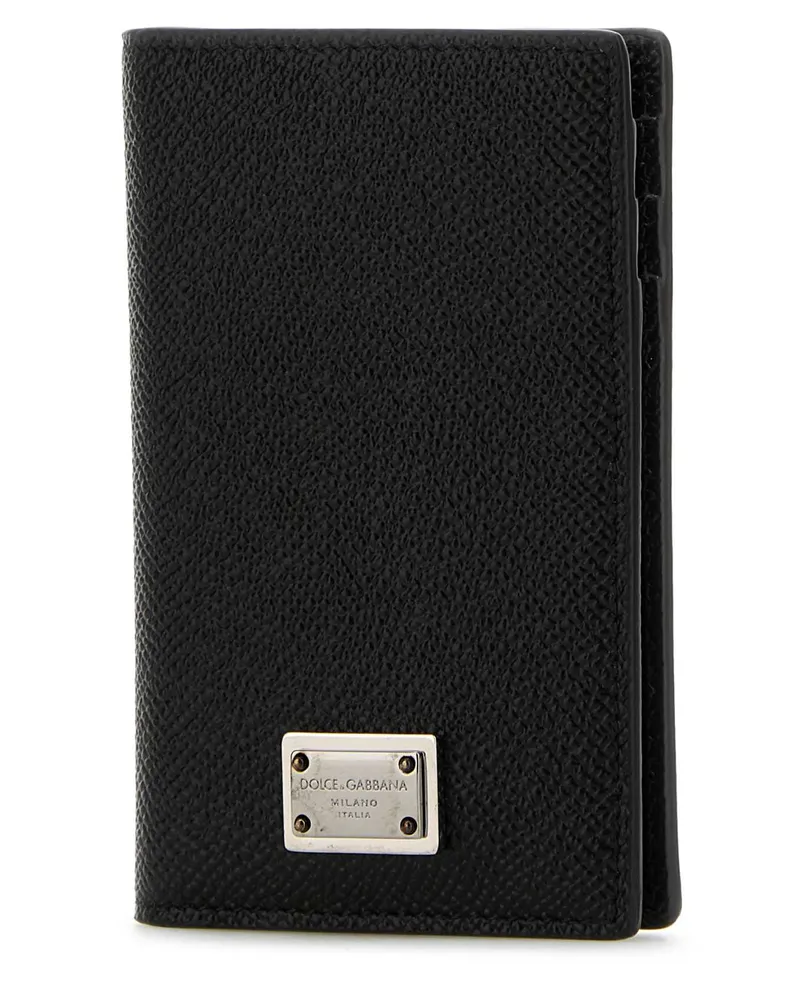 Dolce & Gabbana Men's Black Leather Card Holder Nero Portafogli Wallet Black