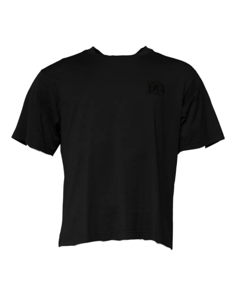 Dolce & Gabbana Men's Black Dg Logo Cotton Crew Neck T-Shirt Black