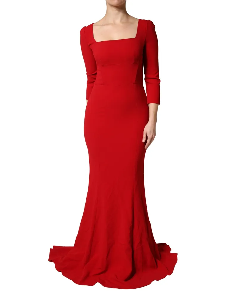 Dolce & Gabbana Women Red Viscose Sheath Bodycon Mermaid Dress Acetate Elastane Red