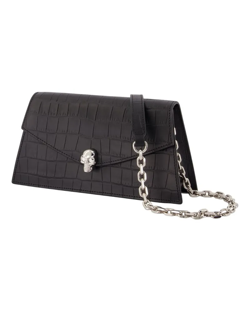 Alexander McQueen Women's Skull Mini Clutch Leather Black Calfskin Black