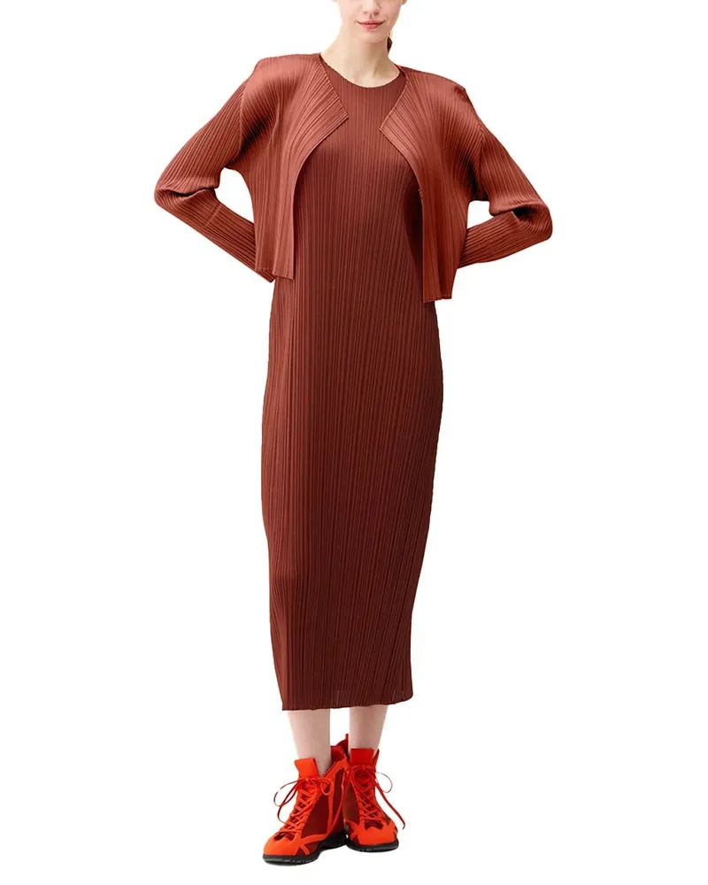 Issey Miyake Pleated Cardigan — Red Red