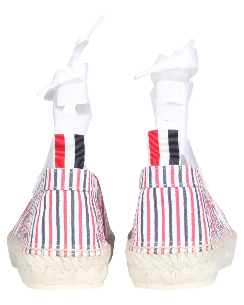 Thom Browne Seersucker Cotton Espadrille Sandal — Multicolor Multicolor