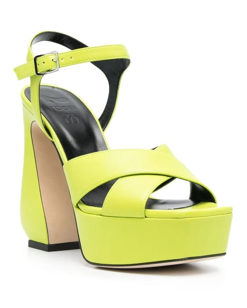 Sergio Rossi Sculpted-Heel Platform Heel Sandal — Lime Lime