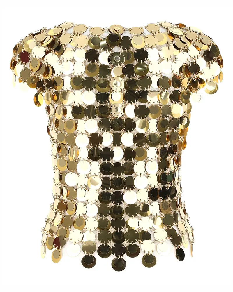 Paco Rabanne Gold Sequin Tank Top — Gold Gold
