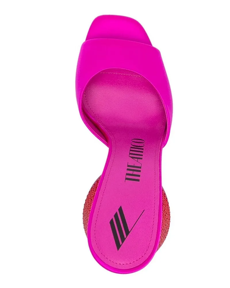 ATTICO Crystal-Embellished Satin Mule — Fuchsia Fuchsia