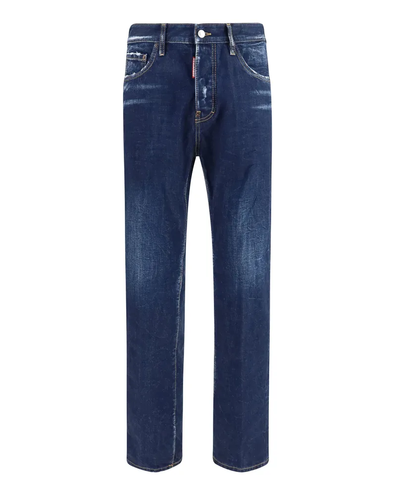 Dsquared2 Men's Straight Leg Denim Jeans Navy Blue Cotton Navy