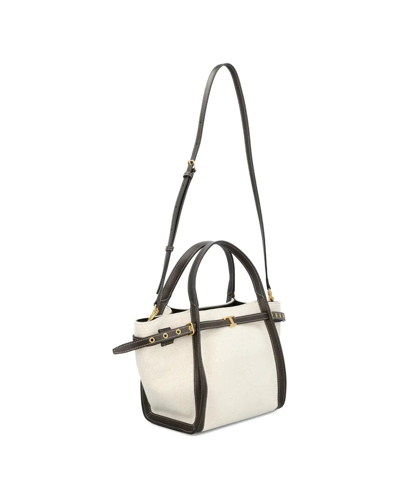 TOD'S Canvas and Linen Tote Bag — White White