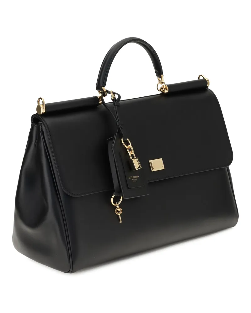 Dolce & Gabbana Calf Leather Shoulder Bag — Black Black