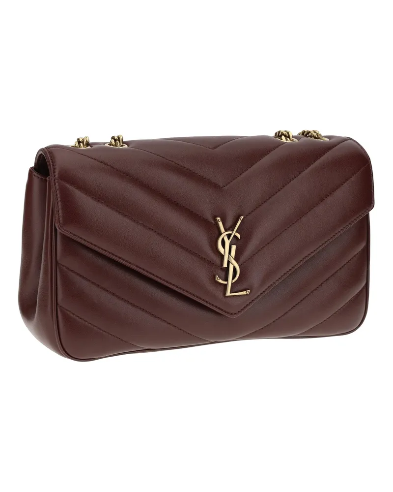 Saint Laurent Women's Loulou Shoulder Bag Lt Hot Wine Lamb Ovis Aries Brown