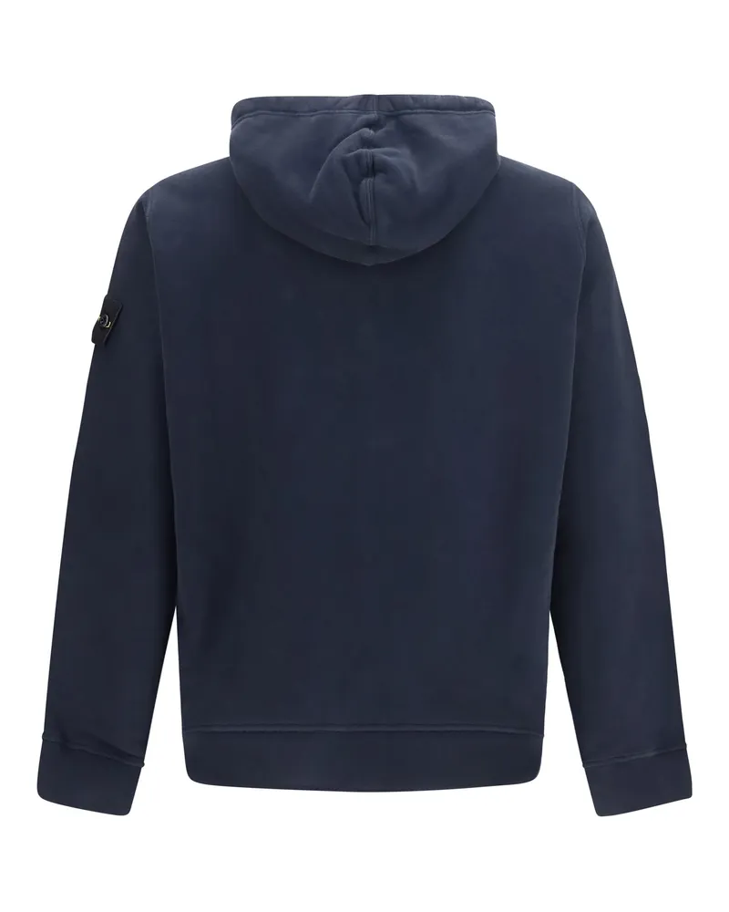 Stone Island Men's Hoodie With Zip Navy Blue Cotton Sweatshirts Sweater Navy