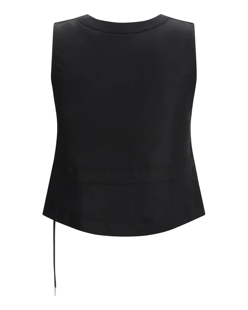 Sacai Women's Twill Vest Black Polyester; Wool Blazers & Vests Black