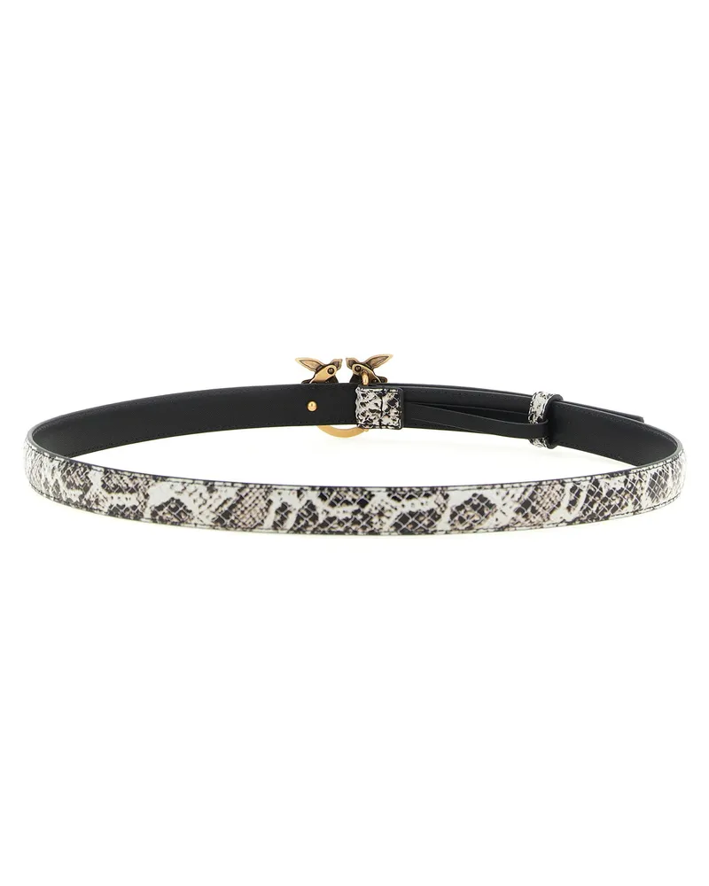 Pinko Python Print Leather Belt — gray Gray