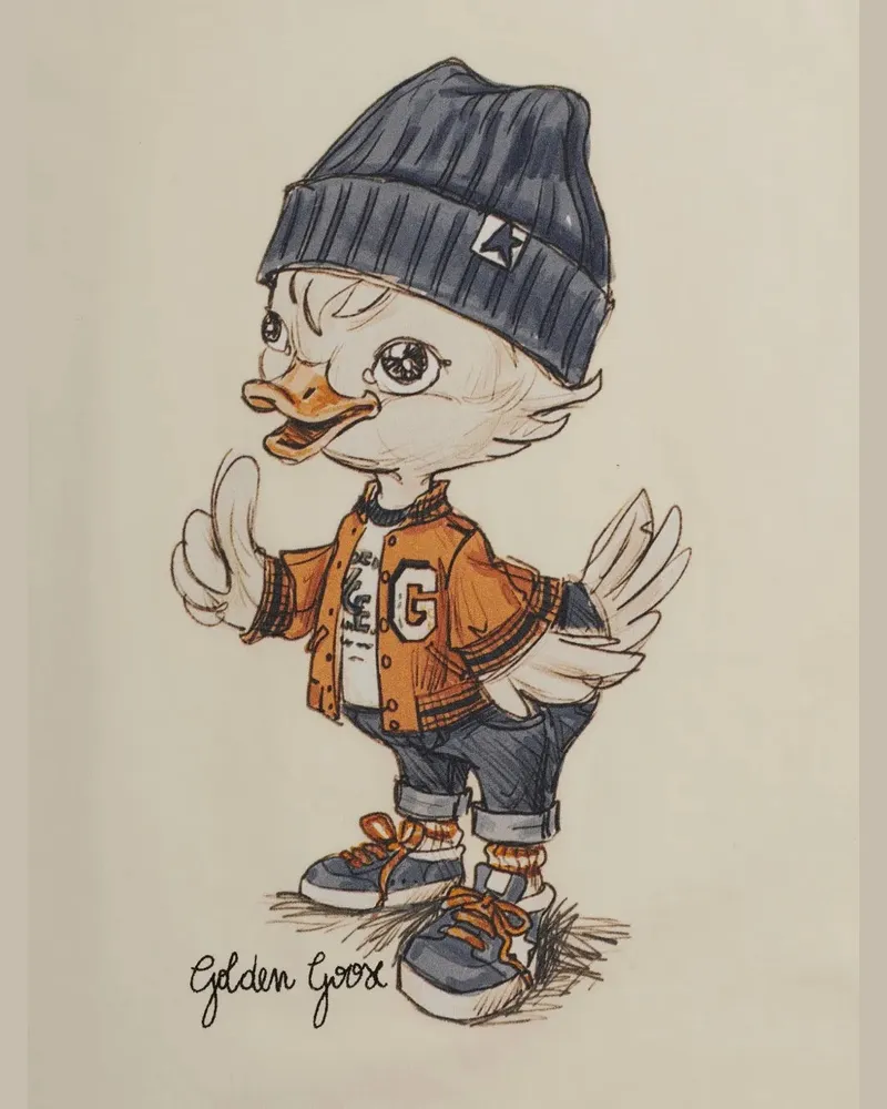 Golden Goose Kids' Cartoon Print T-Shirt Ss26 Ch Cream