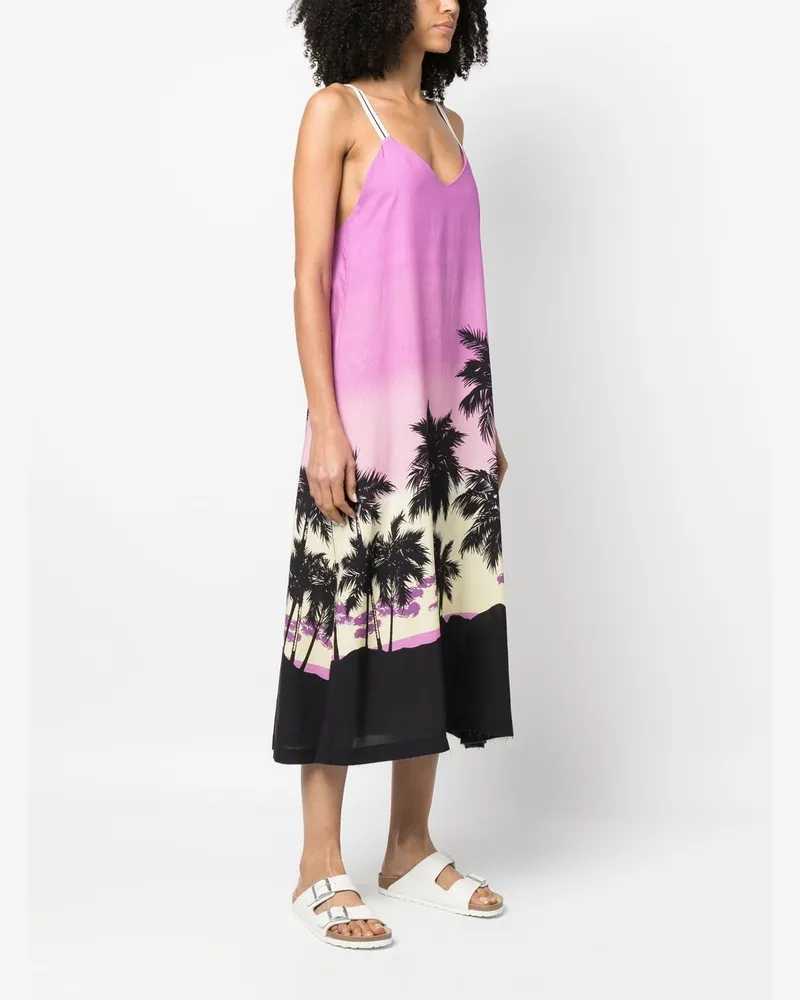 Palm Angels Palm Tree Sunset Print Dress — Pink Pink