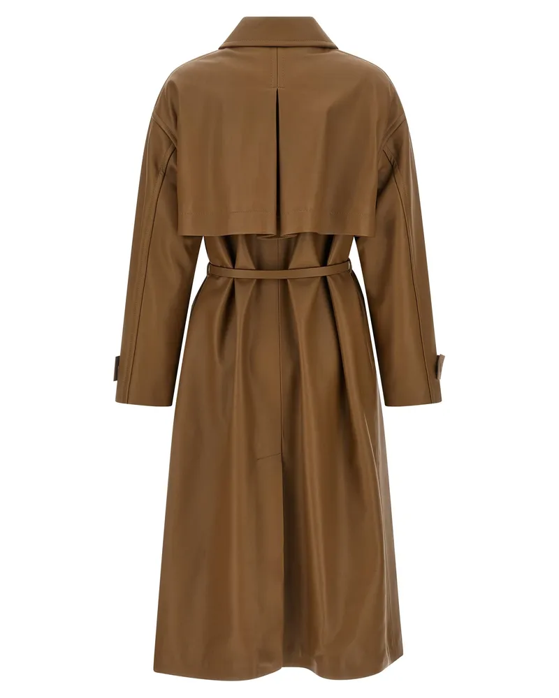 Fendi Women's Brown Lamb Leather Coat Clothing Brown