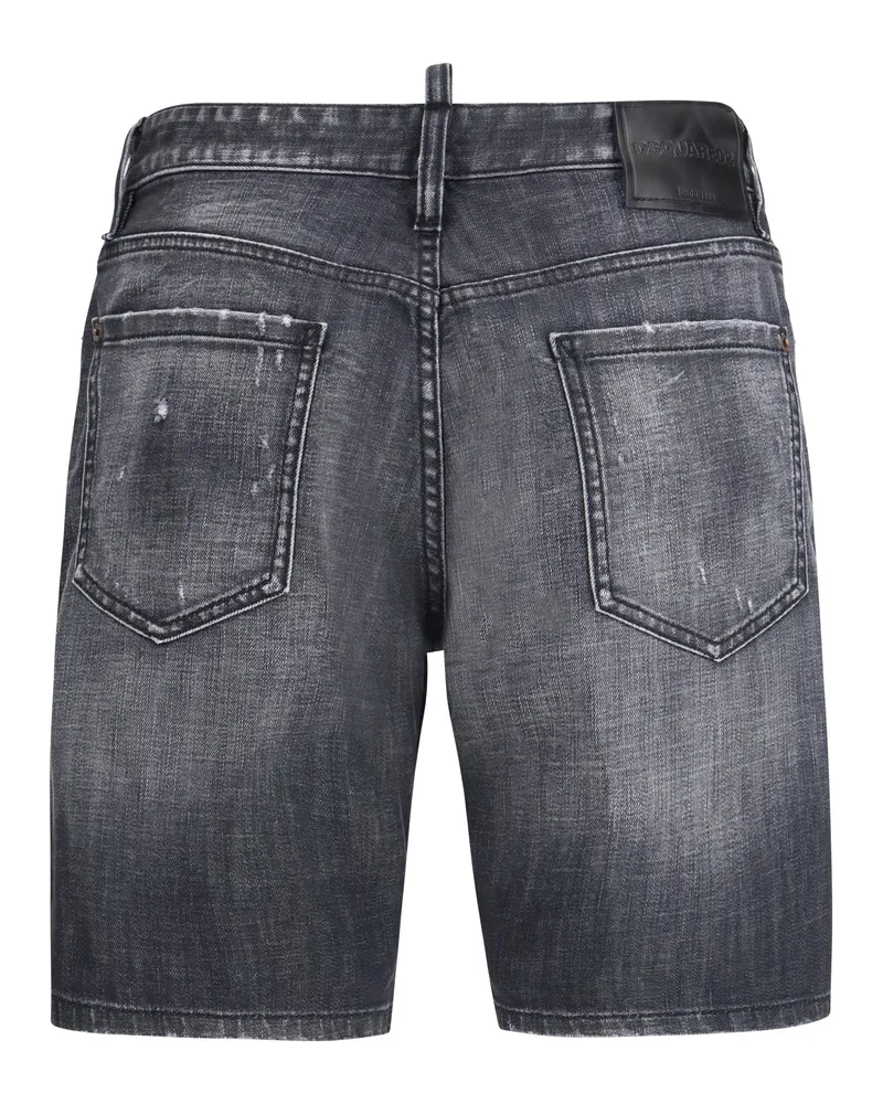 Dsquared2 Men's Washed Marine Shorts Black Cotton; Elastane Bermuda Black