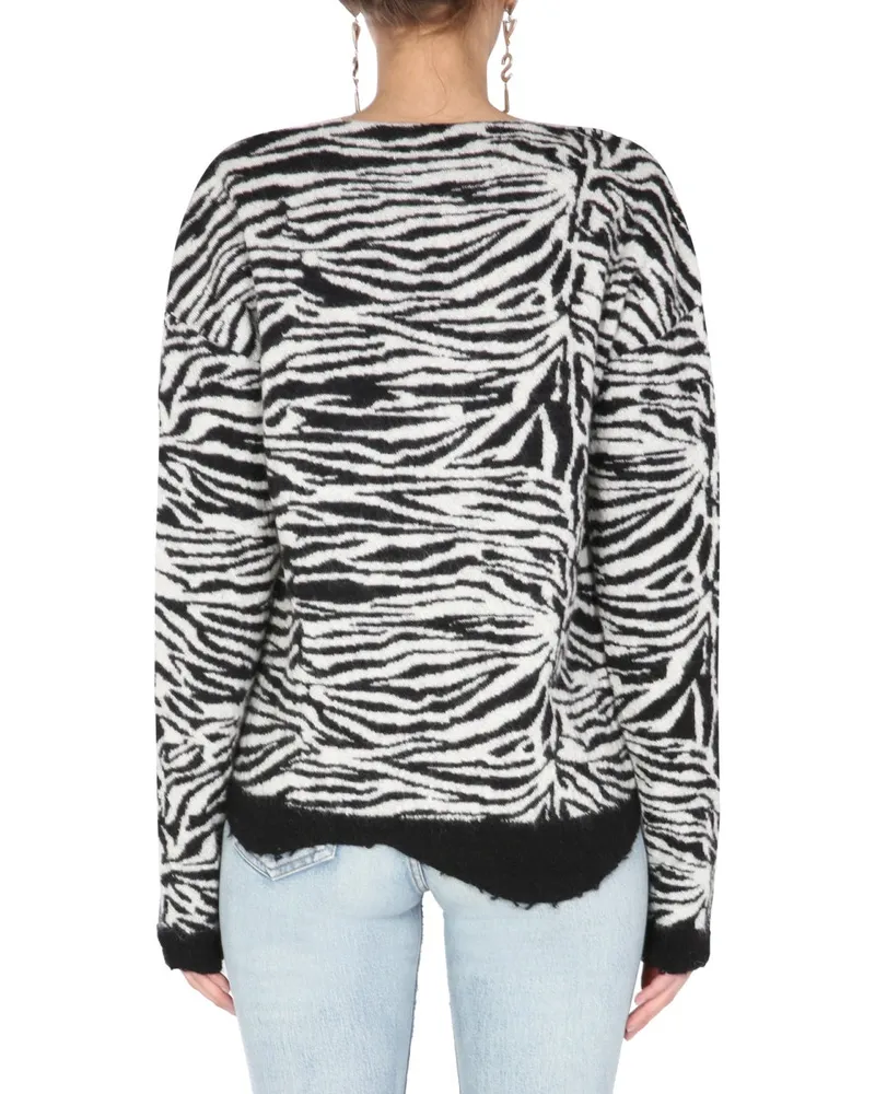 Saint Laurent Mohair V-Neck Sweater — Multicolor Multicolor