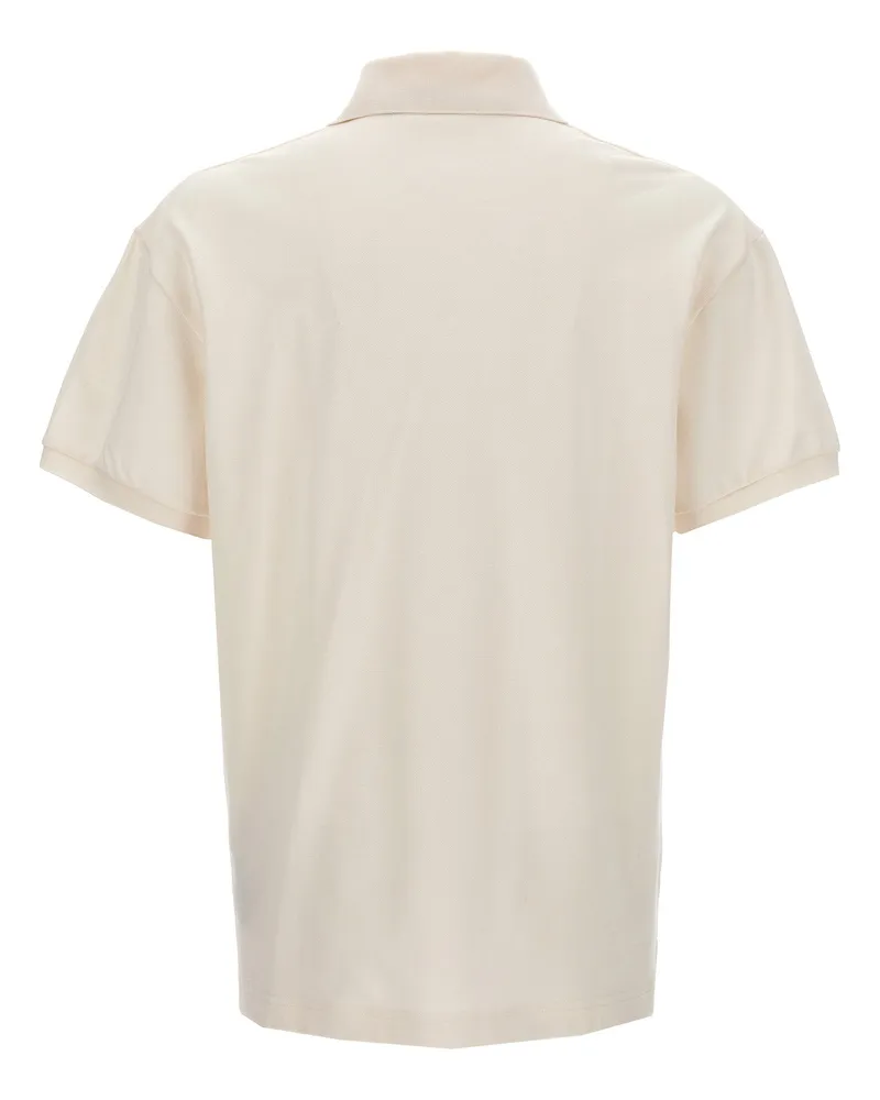 Palm Angels Monogram Logo-Embroidered Polo Shirt — Cream Cream