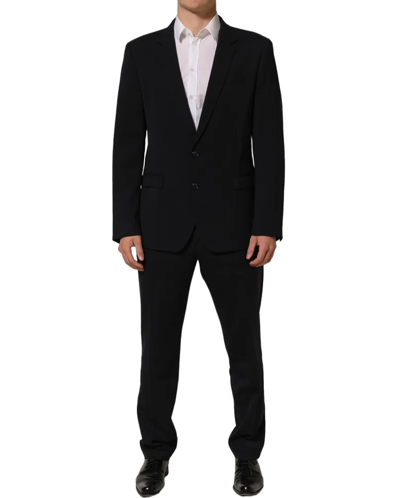 Dolce & Gabbana Virgin Wool Slim-Fit Pant Suit — Black Black
