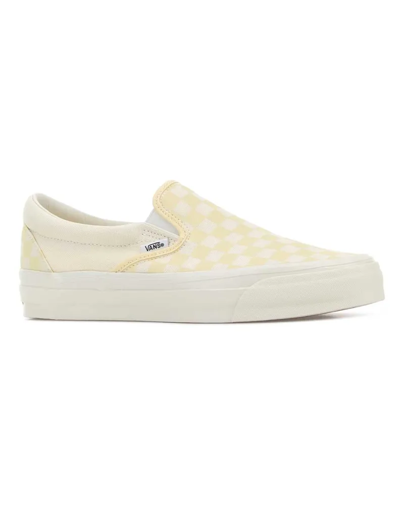 Vans Unisex Printed Canvas Classic Slip Ons Checkerboardyellowdust Sneaker Yellow