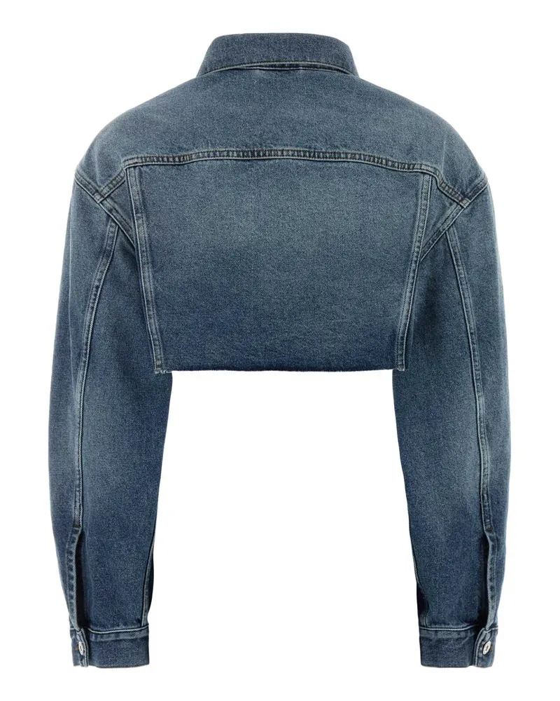 Miu Miu Women's Denim Jacket Bleu Exterior: Cotton Piumini Down Blue
