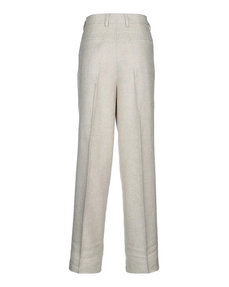 Totême Women's Straight Trousers Beige Linen Beige