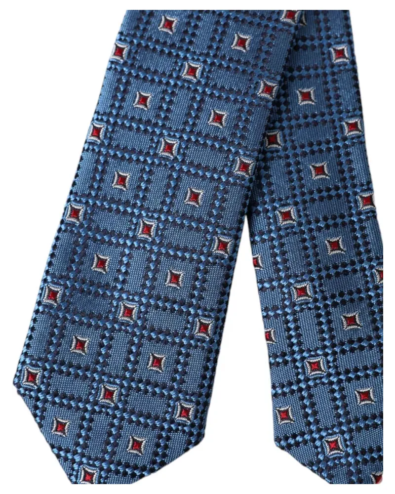 Dolce & Gabbana Blue Patterned Silk Adjustable Men Tie Blue
