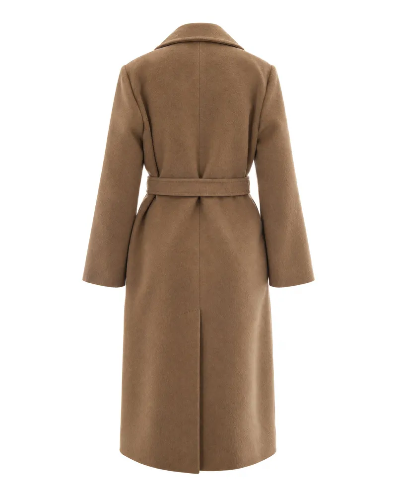 Max Mara Single-Breasted Wool Blend Coat — Camel Camel