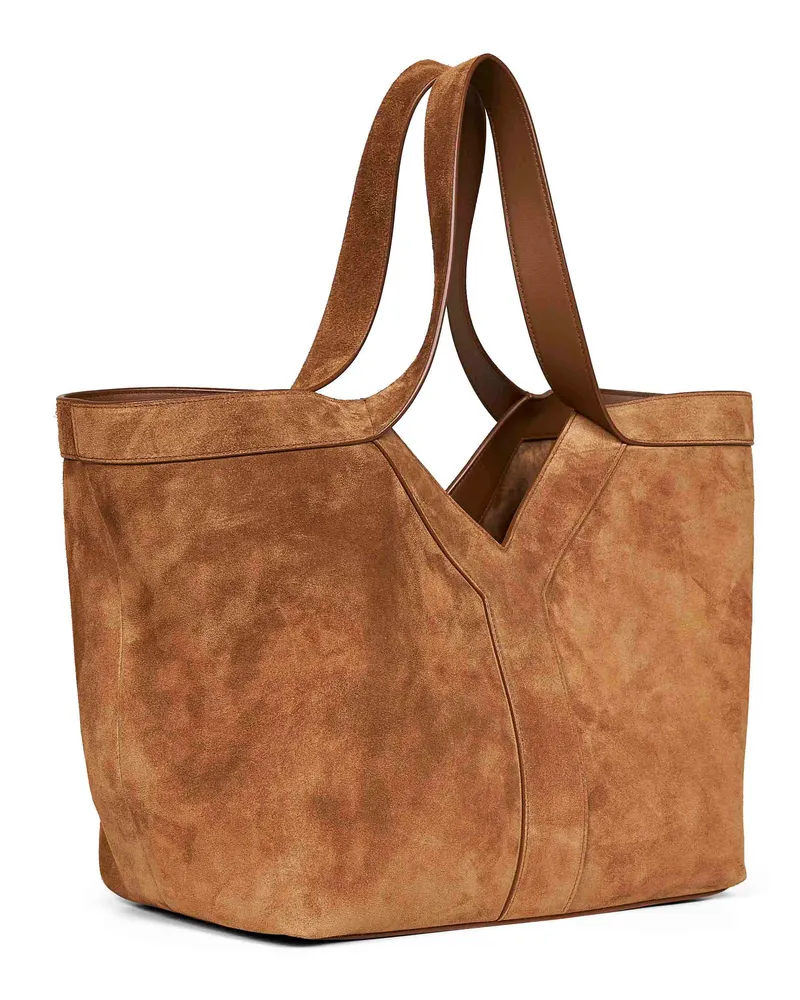 Saint Laurent Women's Tote Bag Y Cognac Leather Brown Calf Shoulder Brown