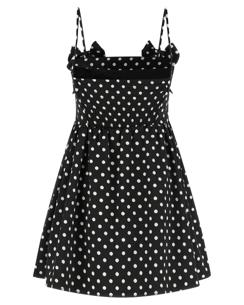 Ganni Polka-Dot Silk Dress — Black Black