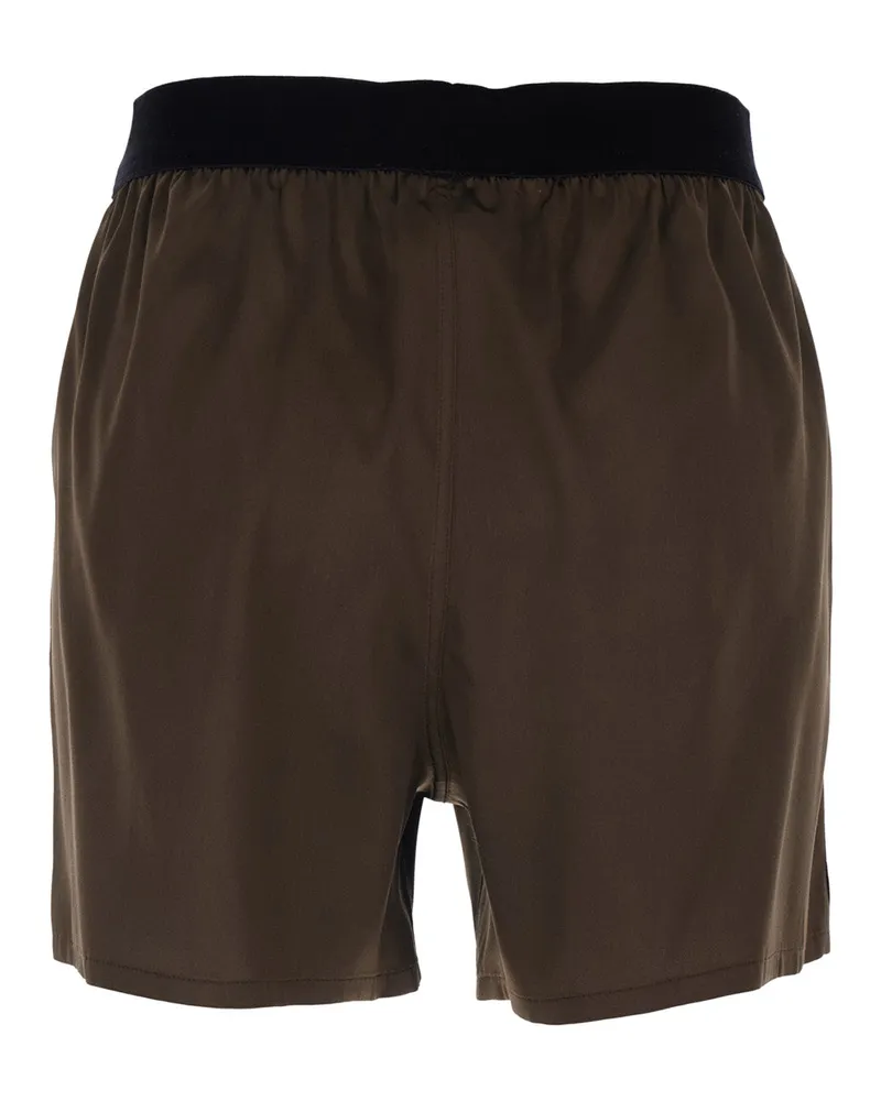 Tom Ford Stretch Silk Shorts — Brown Brown