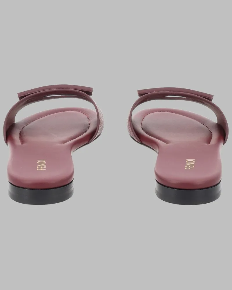 Fendi Calf Leather Slide Sandals — Bordeaux Bordeaux