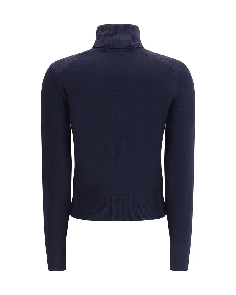 AMI Paris Women's Blue Merino Wool Turtleneck Clothing Navy