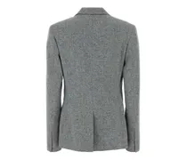 Women's Floral-Embroidered Silk Blend Blazer Gray Cotton Wool Blazers
