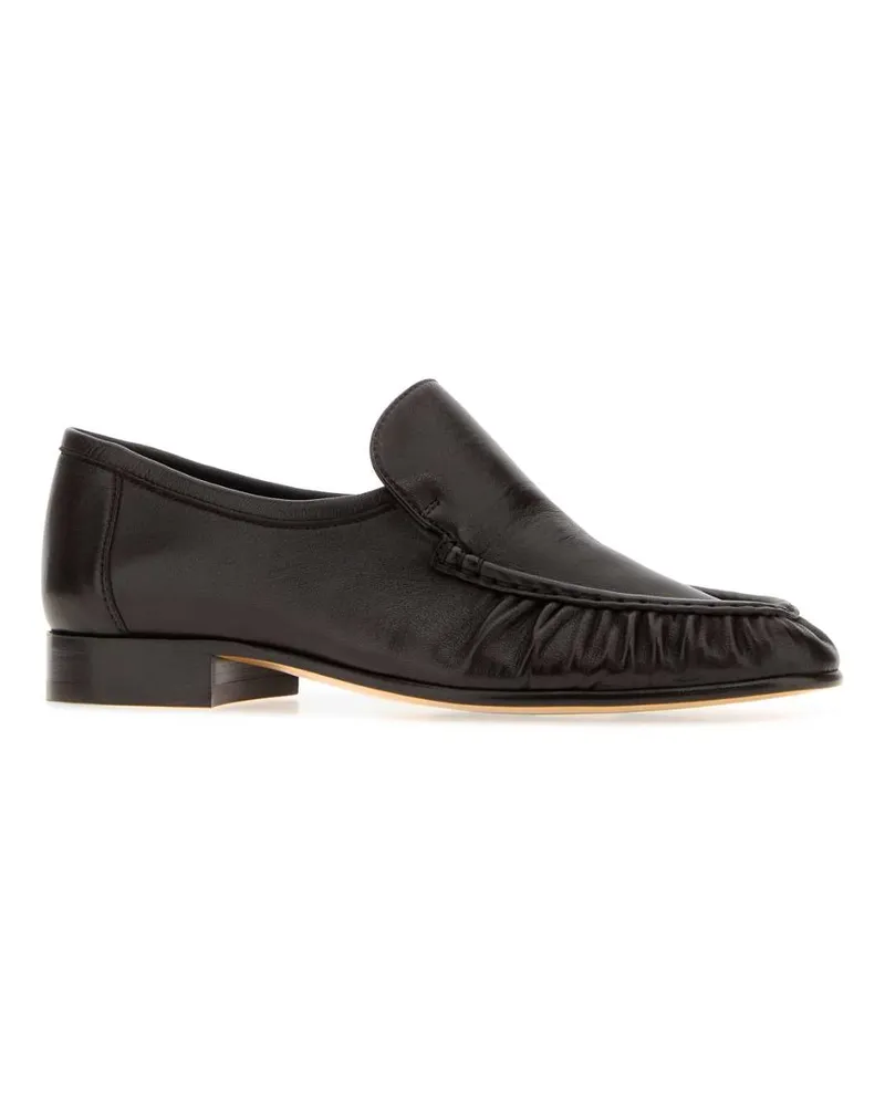The Row Women's Dark Brown Leather Two Loafers Lacquerbrown Mocassini Brown