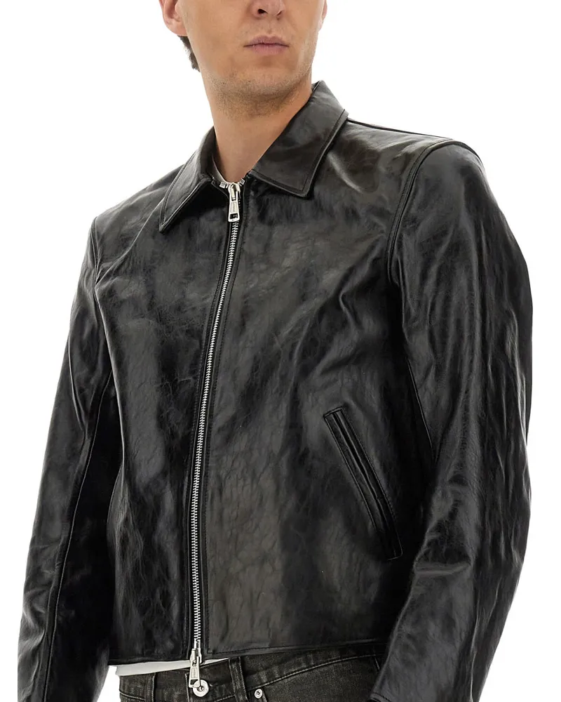 Our Legacy Top-Dyed Leather Jacket — Black Black