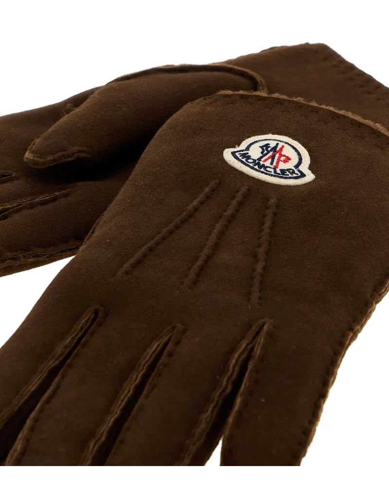 Moncler Shearling Gloves — Brown Brown