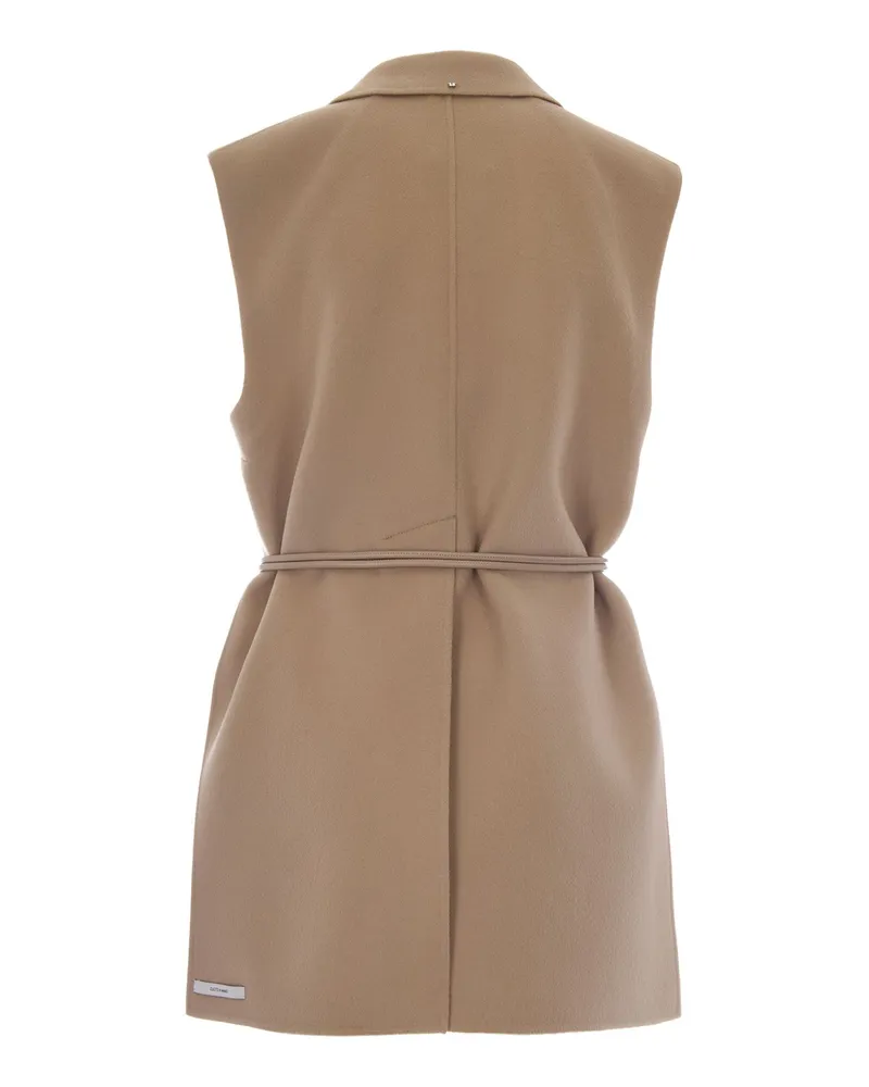 SPORTMAX Women's Sleeveless Blazer Rapido Camel Waistcoats & Gilets 