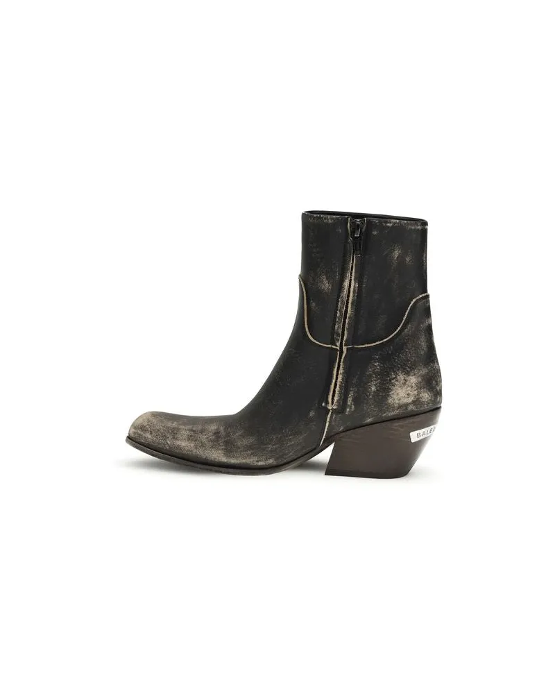 Balenciaga Women's Black Calf Leather Bos Taurus Ankle Boots Black