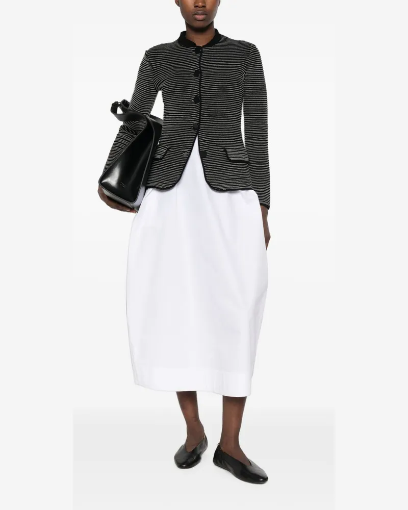 Emporio Armani Striped Ribbed Blazer — Black Black