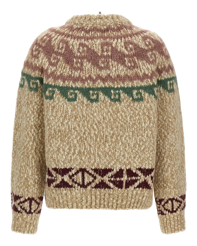 Moncler Wool-Alpaca Jacquard Sweater — Beige Beige