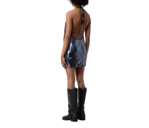 Women's Blue Metallic Fibre Cocktail Dress