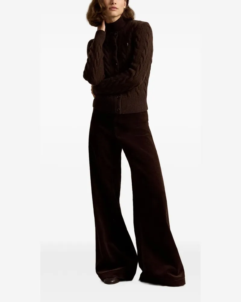 Ralph Lauren Cable-Knit Wool & Cashmere Cardigan — Brown Brown