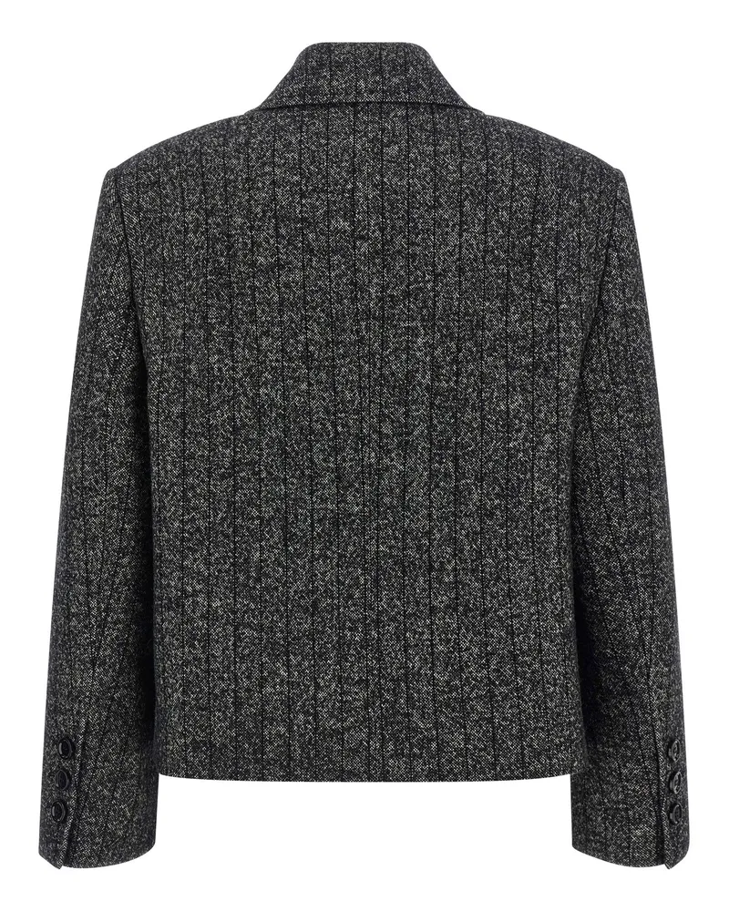 Dolce & Gabbana Double-Breasted Wool Blazer — Charcoal Charcoal