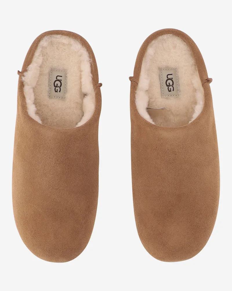 UGG Women's Elea Suede Clogs Beige Leather Shoe Beige