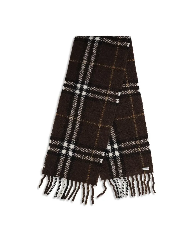 Burberry Alpaca and Wool Blend Check Scarf — Brown Brown