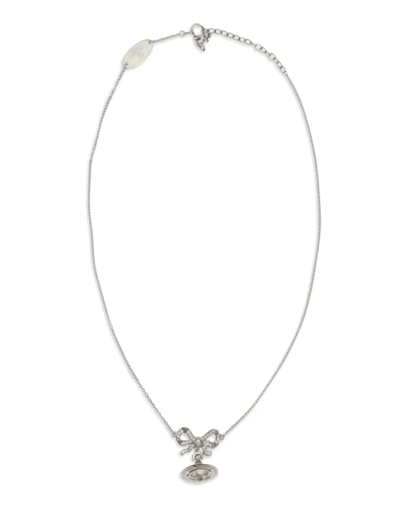 Vivienne Westwood Women's Octavie Pendant Necklace Platinum - White, Clear Cz Silver Necklaces Silver
