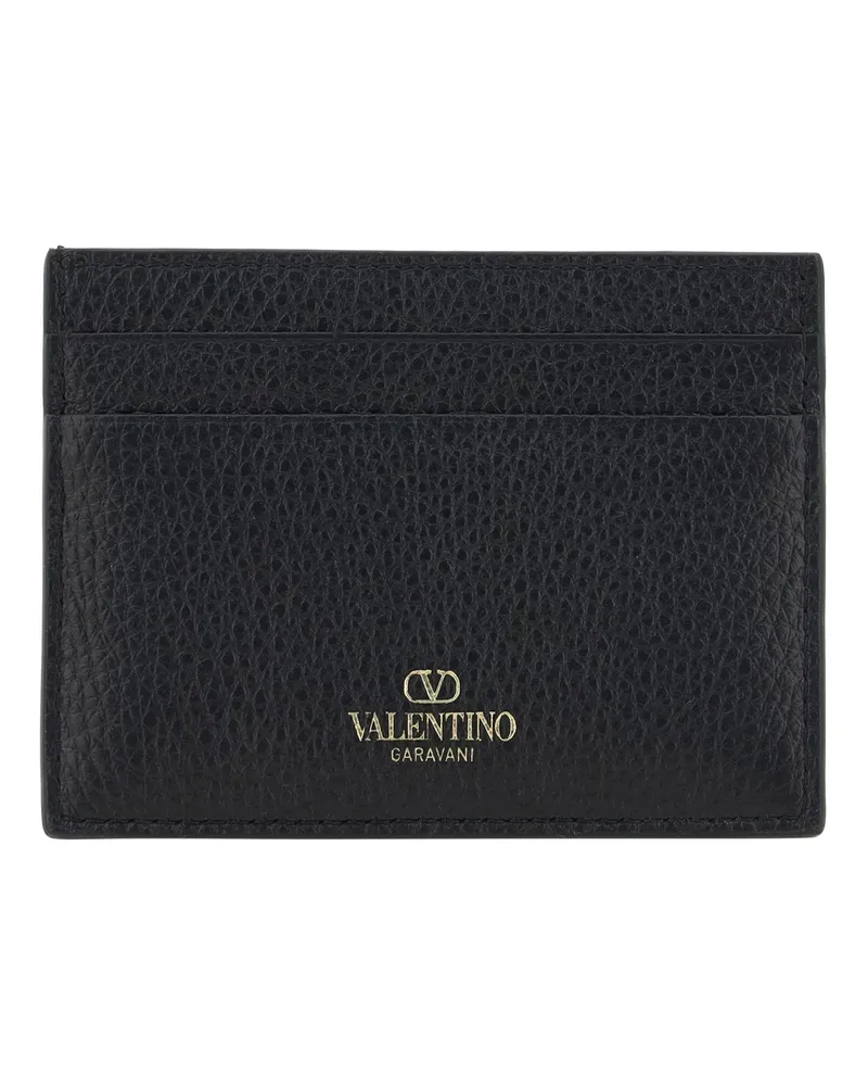 Valentino Garavani Women's Rockstud Card Holder Nero Calf Leather Bos Taurus Wallet Black
