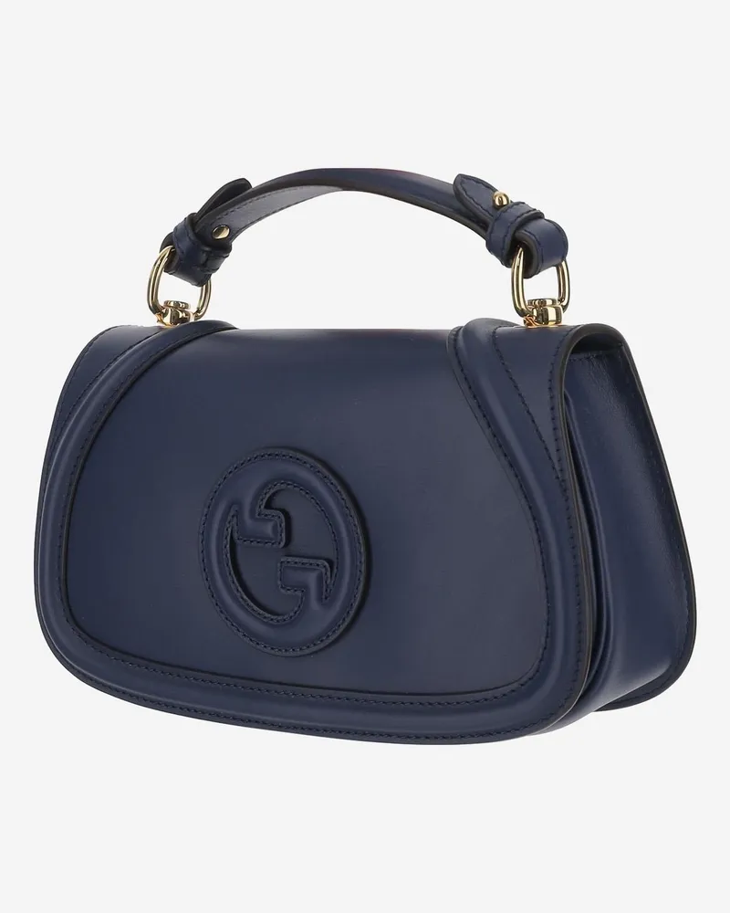 Gucci Women's Small Blondie Bag Blue Calf Skin Shoulder Navy