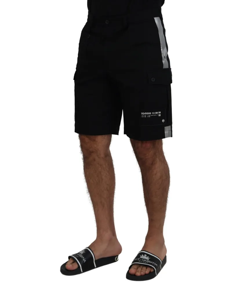 Dolce & Gabbana Men's Black Bermuda Cargo Casual Shorts Cotton Polyester Elastane Black